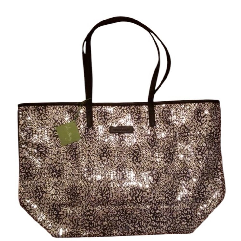 Vera Bradley black mesh sequin Camocat tote bag